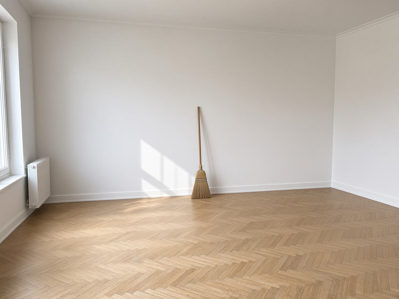 Wohnzimmer nach der Entrümpelung, leer und besenrein